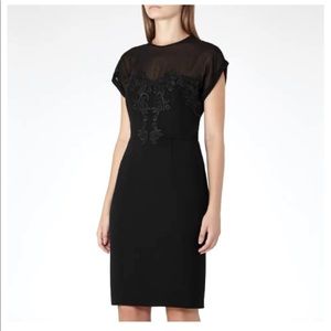 Reiss Black “Dilone” Knee Length Embroidered Cocktail Dress - BNWT - Size 2